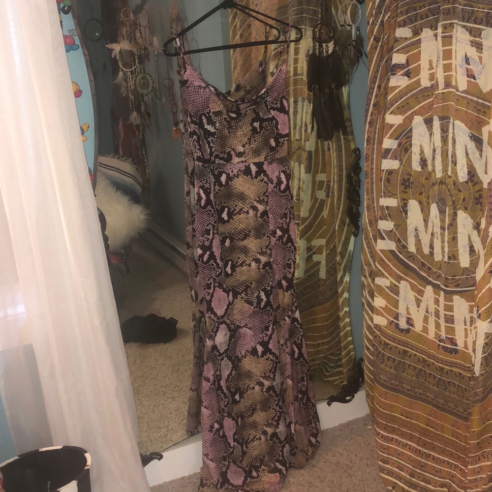 snake print maxi dress